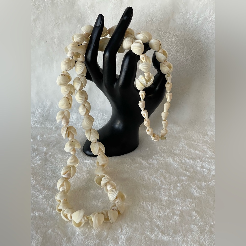 Vintage handmade shell lei hawaii necklace beach ready